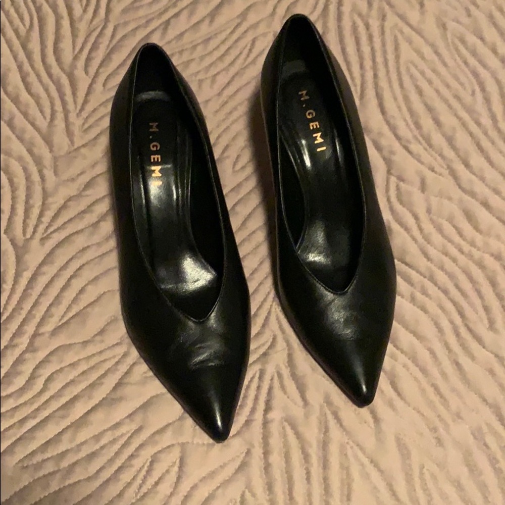 M. Gemi Black Leather Pumps, Size 37.5 (7.5)